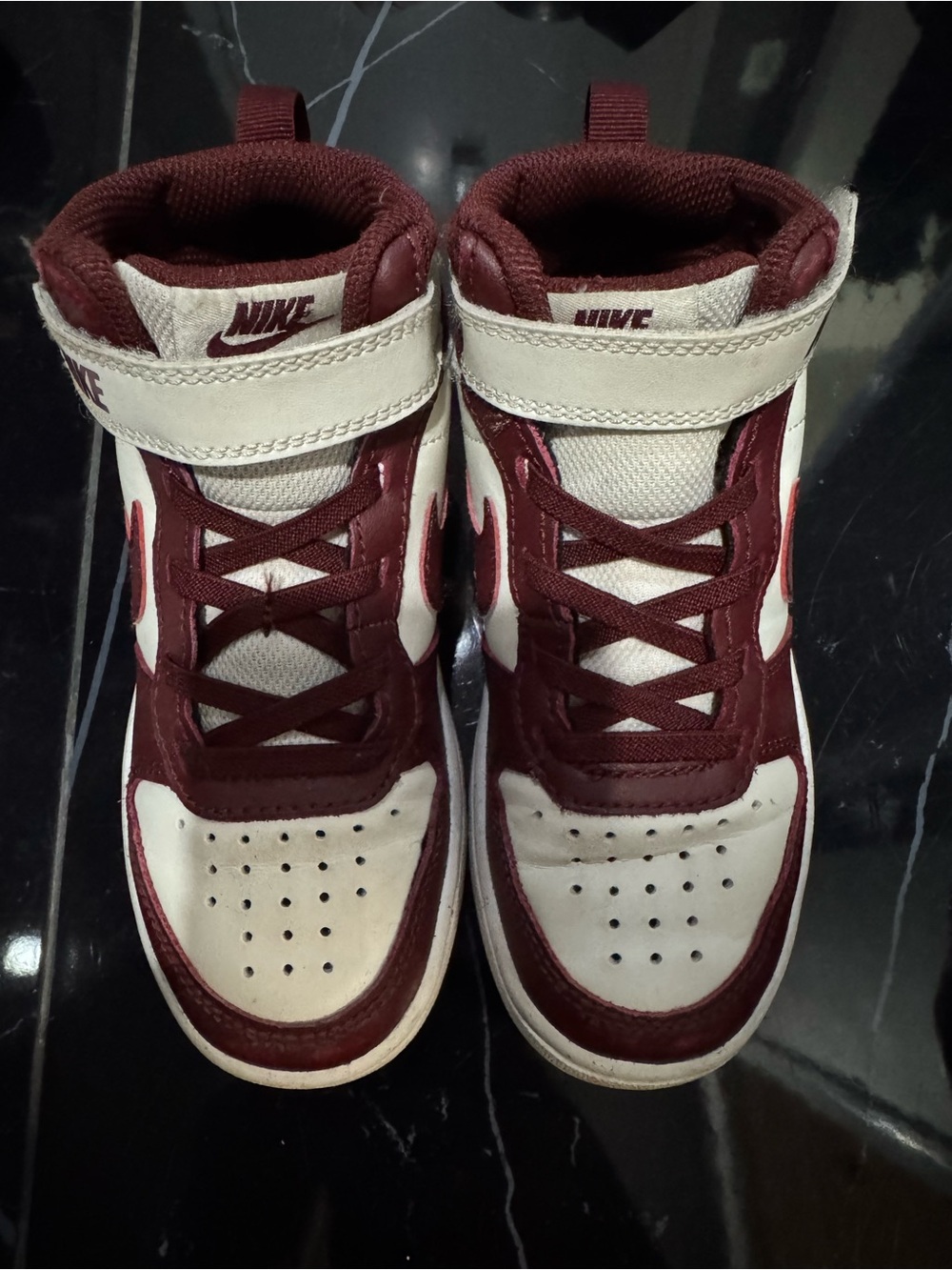 Nike Kids Maroon and White High-Top Sneakers
